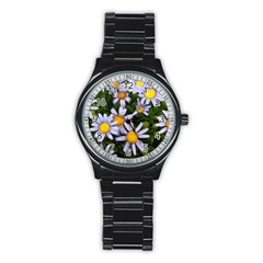 Yellow White Daisy Flowers Sport Metal Watch (black)