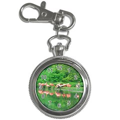 Flamingo Birds At Lake Key Chain Watch