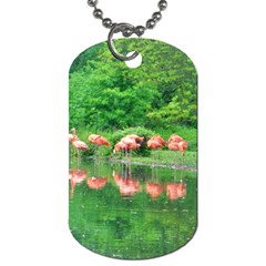 Flamingo Birds At Lake Dog Tag (two-sided) 