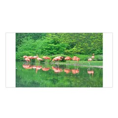 Flamingo Birds At Lake Satin Shawl