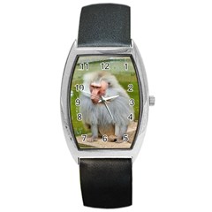 Grey Monkey Macaque Tonneau Leather Watch