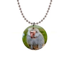 Grey Monkey Macaque Button Necklace