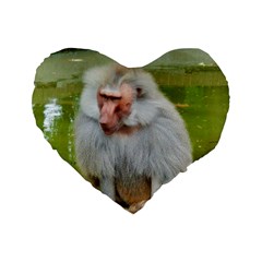 Grey Monkey Macaque Standard 16  Premium Heart Shape Cushion 