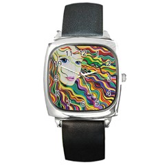 Inspirational Girl Square Leather Watch by sjart