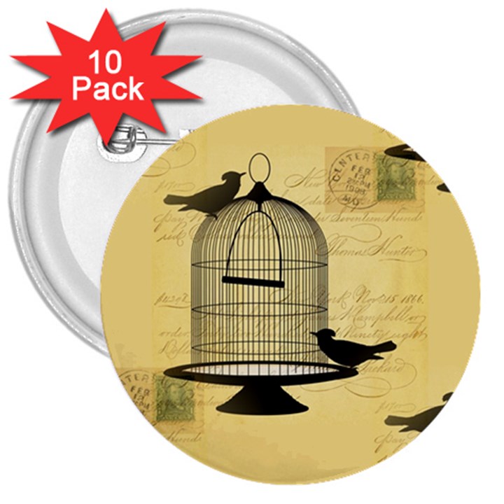 Victorian Birdcage 3  Button (10 pack)