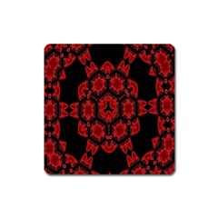 Red Alaun Crystal Mandala Magnet (square) by lucia