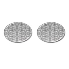 Grey White Tiles Geometry Stone Mosaic Pattern Cufflinks (oval) by yoursparklingshop