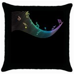 Musical Wave Black Throw Pillow Case Front