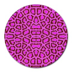 Florescent Pink Animal Print  8  Mouse Pad (round) by OCDesignss