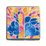 Yellow Blue Pink Abstract  Memory Card Reader with Storage (Square) Front