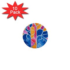 Yellow Blue Pink Abstract  1  Mini Button (10 Pack)