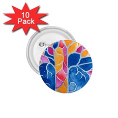 Yellow Blue Pink Abstract  1 75  Button (10 Pack)