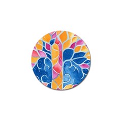 Yellow Blue Pink Abstract  Golf Ball Marker