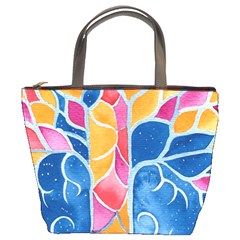 Yellow Blue Pink Abstract  Bucket Handbag