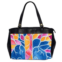 Yellow Blue Pink Abstract  Oversize Office Handbag (two Sides)