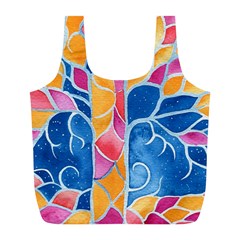 Yellow Blue Pink Abstract  Reusable Bag (l) by OCDesignss