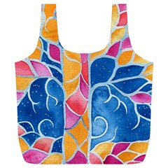 Yellow Blue Pink Abstract  Reusable Bag (xl) by OCDesignss