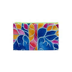 Yellow Blue Pink Abstract  Cosmetic Bag (xs)