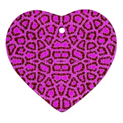 Florescent Pink Animal Print  Heart Ornament