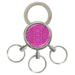 Florescent Pink Animal Print  3-ring Key Chain