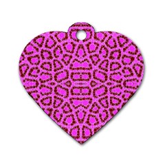 Florescent Pink Animal Print  Dog Tag Heart (two Sided)