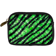 Florescent Green Tiger Bling Pattern  Digital Camera Leather Case by OCDesignss