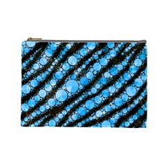 Bright Blue Tiger Bling Pattern  Cosmetic Bag (Large)