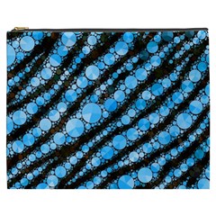 Bright Blue Tiger Bling Pattern  Cosmetic Bag (XXXL)