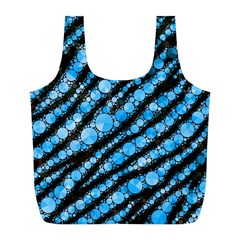 Bright Blue Tiger Bling Pattern  Reusable Bag (L)