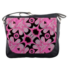 Powder Pink Black Abstract  Messenger Bag by OCDesignss