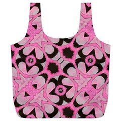 Powder Pink Black Abstract  Reusable Bag (xl) by OCDesignss