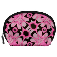 Powder Pink Black Abstract  Accessory Pouch (large)