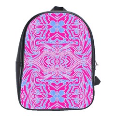 Trippy Florescent Pink Blue Abstract  School Bag (large) by OCDesignss