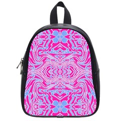 Trippy Florescent Pink Blue Abstract  School Bag (small) by OCDesignss