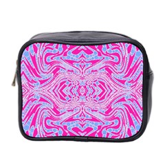 Trippy Florescent Pink Blue Abstract  Mini Travel Toiletry Bag (two Sides) by OCDesignss