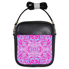 Trippy Florescent Pink Blue Abstract  Girl s Sling Bag by OCDesignss