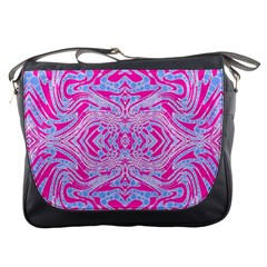 Trippy Florescent Pink Blue Abstract  Messenger Bag by OCDesignss