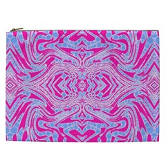 Trippy Florescent Pink Blue Abstract  Cosmetic Bag (xxl) by OCDesignss