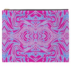 Trippy Florescent Pink Blue Abstract  Cosmetic Bag (xxxl) by OCDesignss