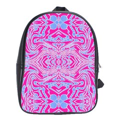 Trippy Florescent Pink Blue Abstract  School Bag (xl) by OCDesignss