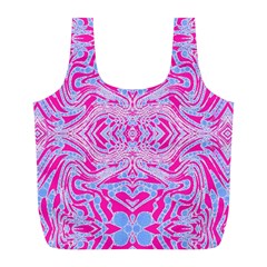 Trippy Florescent Pink Blue Abstract  Reusable Bag (l) by OCDesignss
