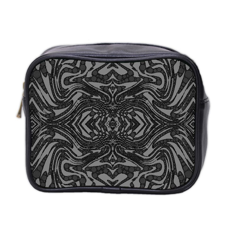 Trippy Black&white Abstract  Mini Travel Toiletry Bag (Two Sides)
