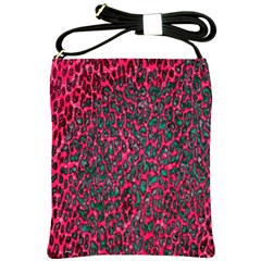 Florescent Pink Leopard Grunge  Shoulder Sling Bag by OCDesignss