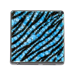 Bright Blue Tiger Bling Pattern  Memory Card Reader with Storage (Square)