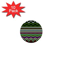 Chevrons And Distorted Stripes 1  Mini Button (10 Pack)  by LalyLauraFLM