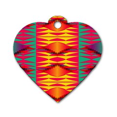 Colorful Tribal Texture Dog Tag Heart (two Sides) by LalyLauraFLM