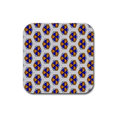 Orange blue honeycomb pattern Rubber Coaster (Square)