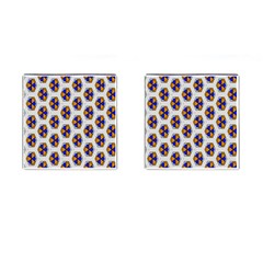 Orange Blue Honeycomb Pattern Cufflinks (square) by LalyLauraFLM