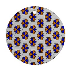 Orange blue honeycomb pattern Round Ornament (Two Sides)