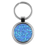 Blue Confetti Storm Key Chain (Round) Front